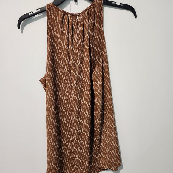 Worthington Sleeveless Halter Style Tank Top Blouse Pattern Brown Tan Medium - Picture 7 of 7